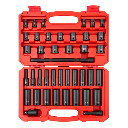 TEKTON 3/8 Inch Drive 6-Point Impact Socket Set, 41-Piece (6-24 mm) SID91401